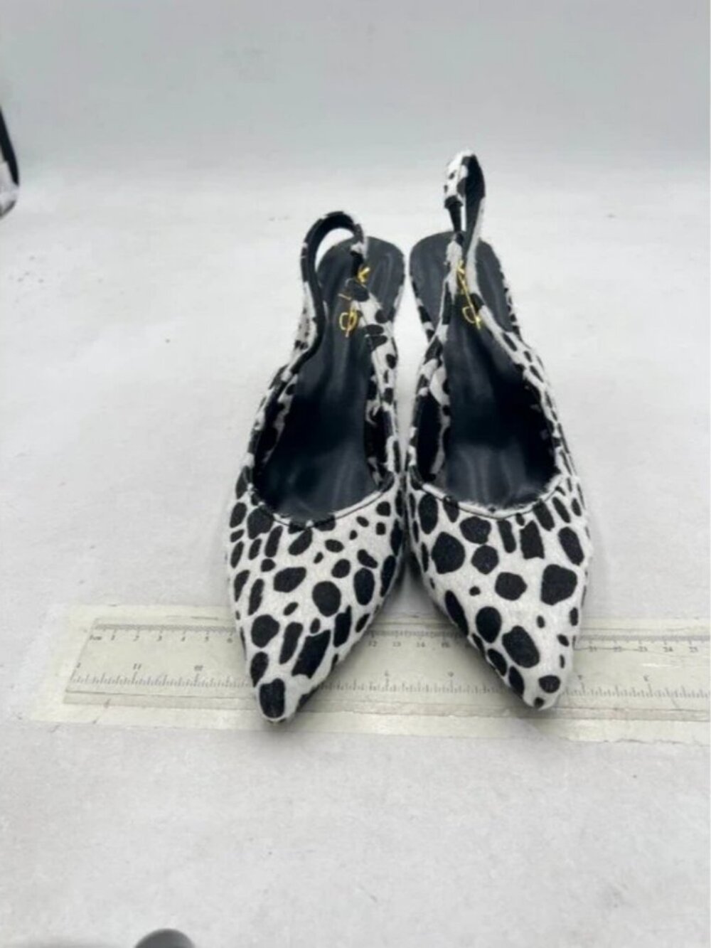 XYD Black/White Slingback Pumps Slip On Pointed Toe, High Heel Shopping Shoes